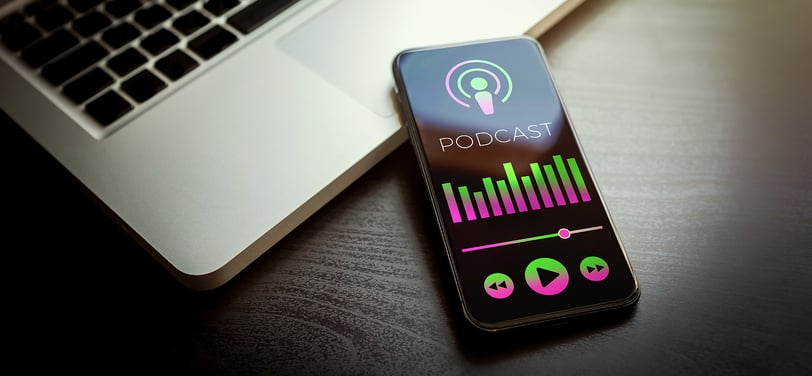 Phone showing benefits of podcasts for business